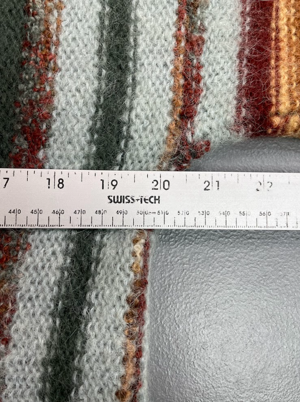 Vintage Vertical Stripe Wool Mohair Sweater with Polo Collar and Pockets