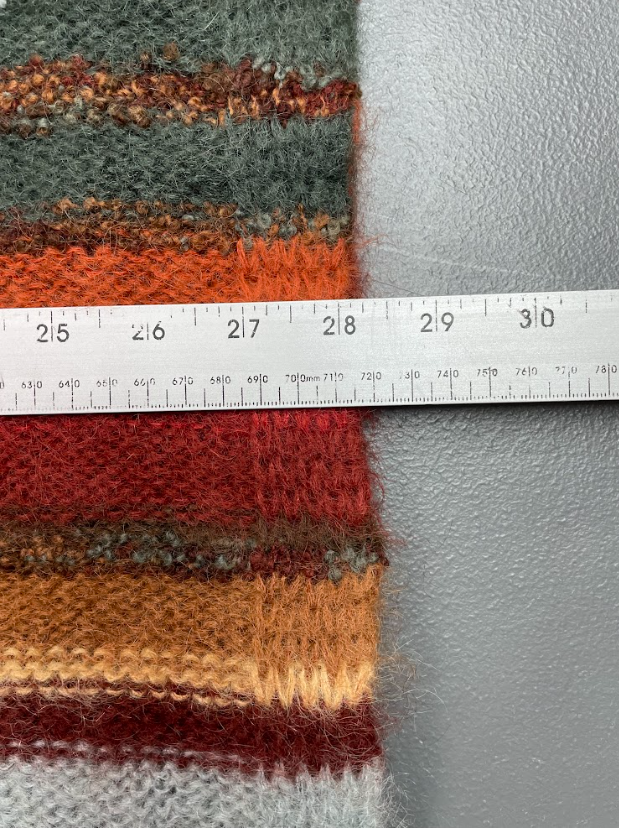 Vintage Vertical Stripe Wool Mohair Sweater with Polo Collar and Pockets