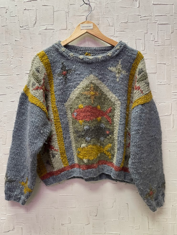 Vintage Wool Tara Knits Fish Sweater