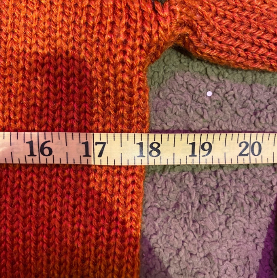 Vintage Orange Knit Sweater with Flower Design