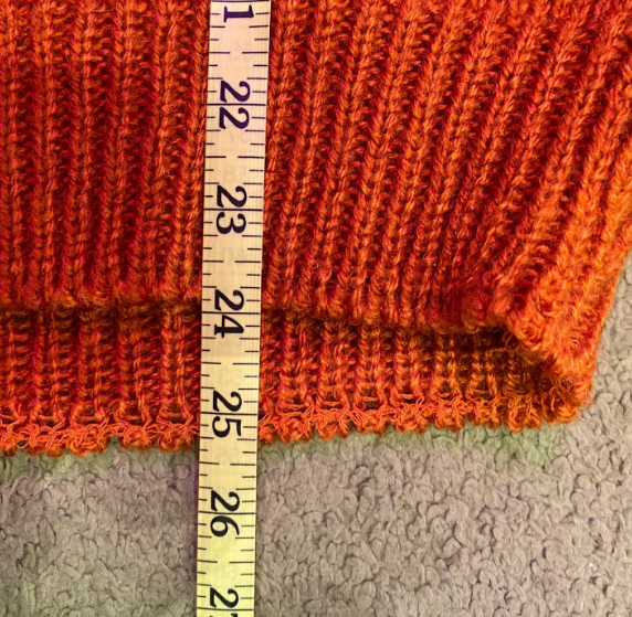 Vintage Orange Knit Sweater with Flower Design