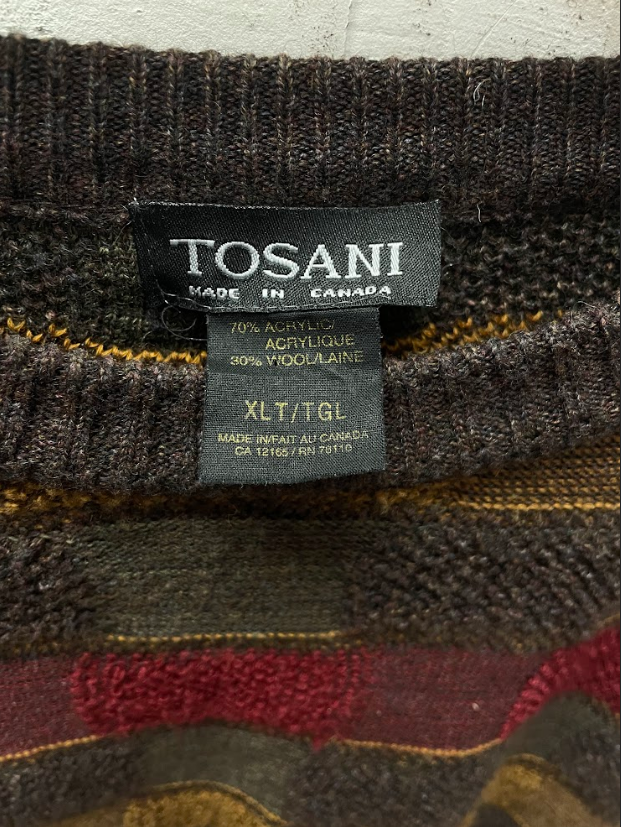Vintage Tosani Brown Checkered Textured Sweater