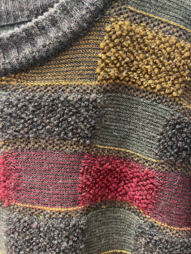 Vintage Tosani Brown Checkered Textured Sweater
