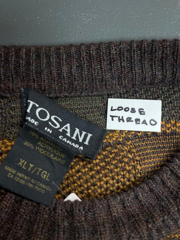 Vintage Tosani Brown Checkered Textured Sweater