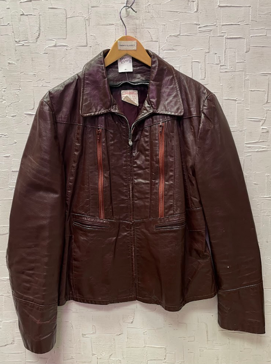 Vintage Burgundy Leather Jacket