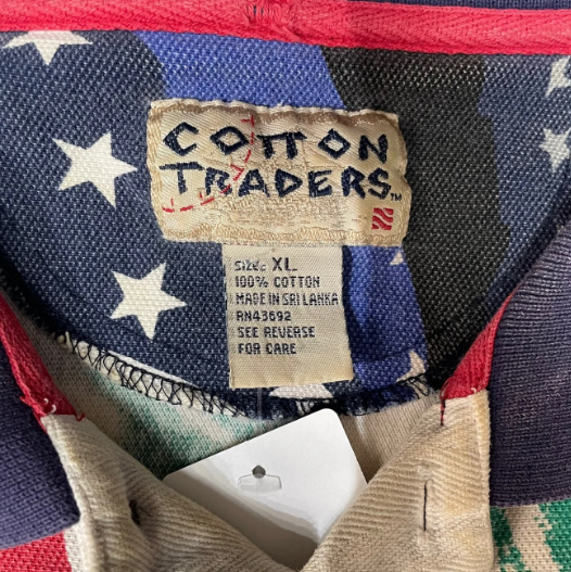 Vintage Cotton Traders Space and Flags AOP Golf Shirt