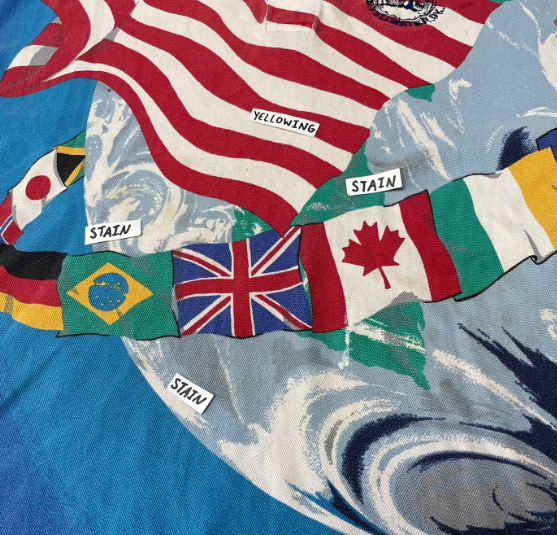 Vintage Cotton Traders Space and Flags AOP Golf Shirt