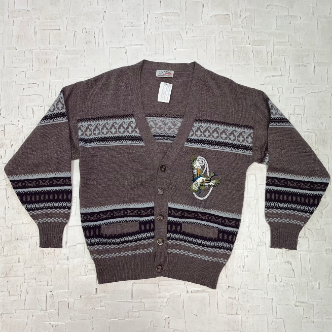 Vintage Cardigan with Embroidered Bird Detail