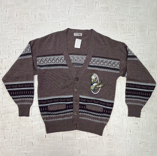 Vintage Cardigan with Embroidered Bird Detail