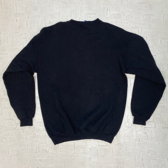 Vintage Woman with Wolf Graphic Black Pullover