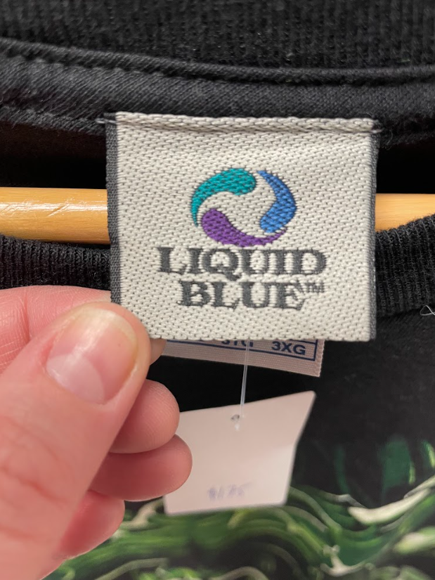 Vintage 1998 Liquid Blue Cyborg Skull T-Shirt