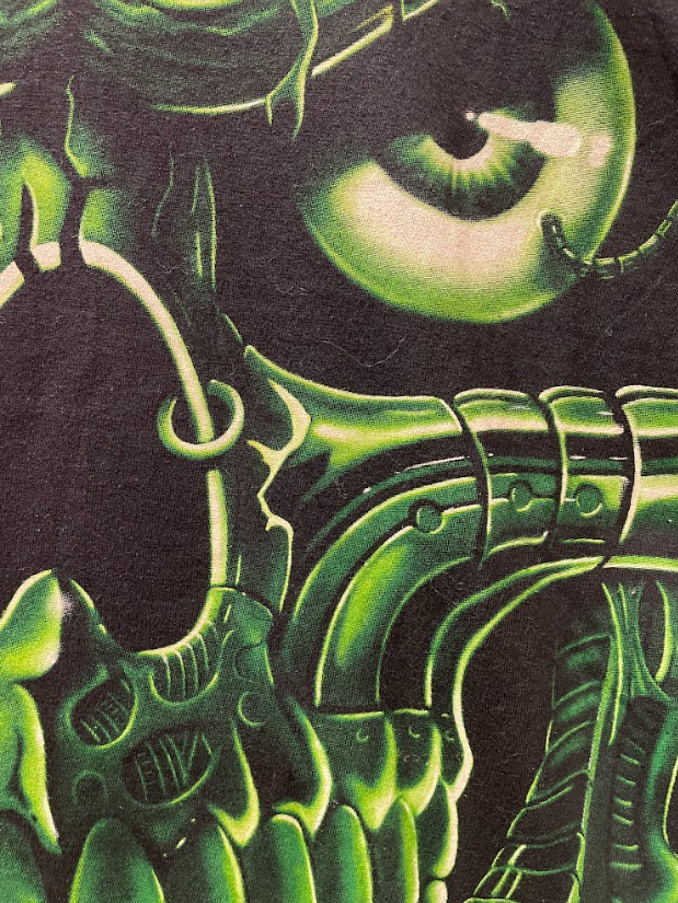 Vintage 1998 Liquid Blue Cyborg Skull T-Shirt