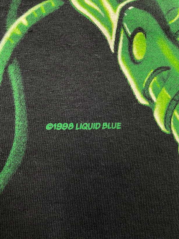 Vintage 1998 Liquid Blue Cyborg Skull T-Shirt