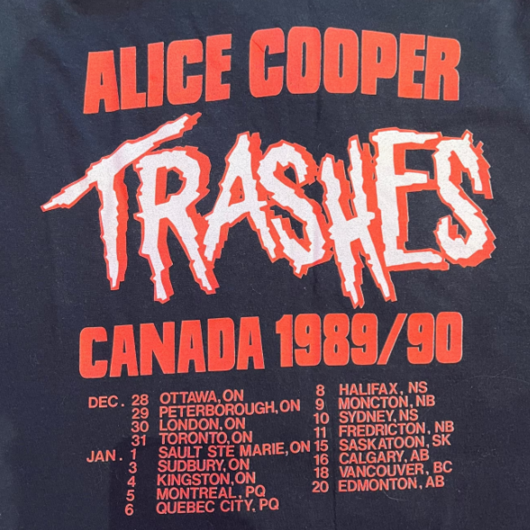 Vintage 1989/90 "Alice Cooper Trashes Canada" Tour Band T-Shirt