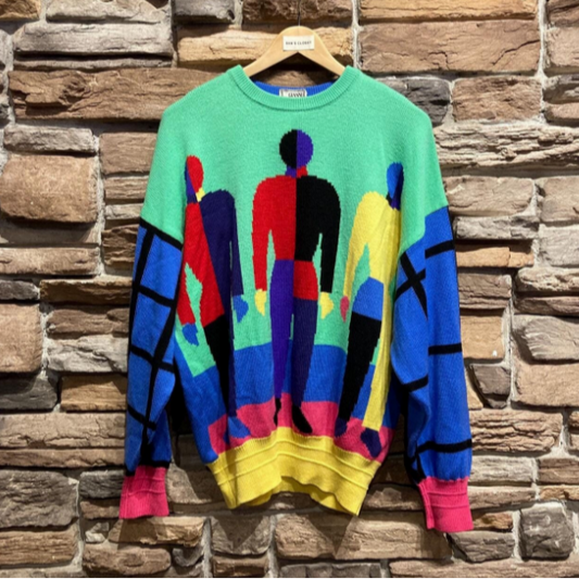 Vintage Gianni Versace Colour Block Knit Sweater