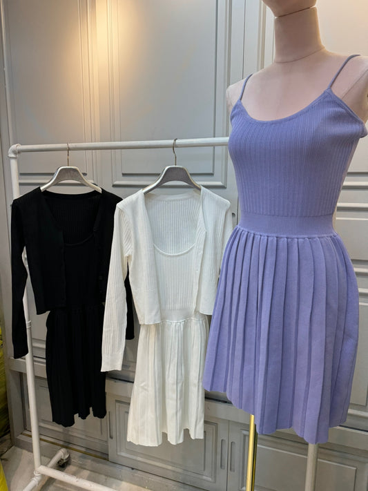 Flutter sleeveless dress & Cardigan set