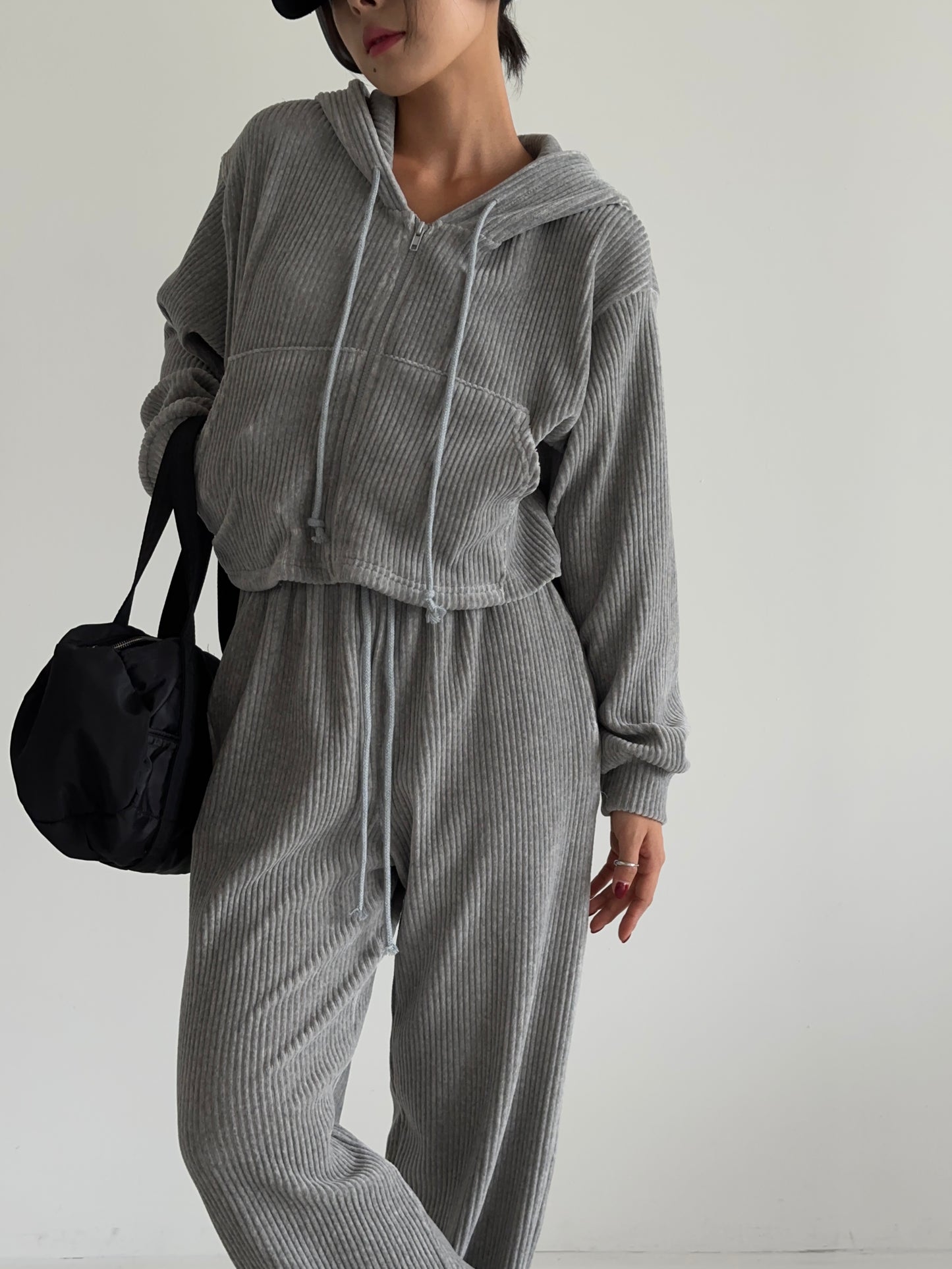 Corduroy sweatpants & sweatshirt set