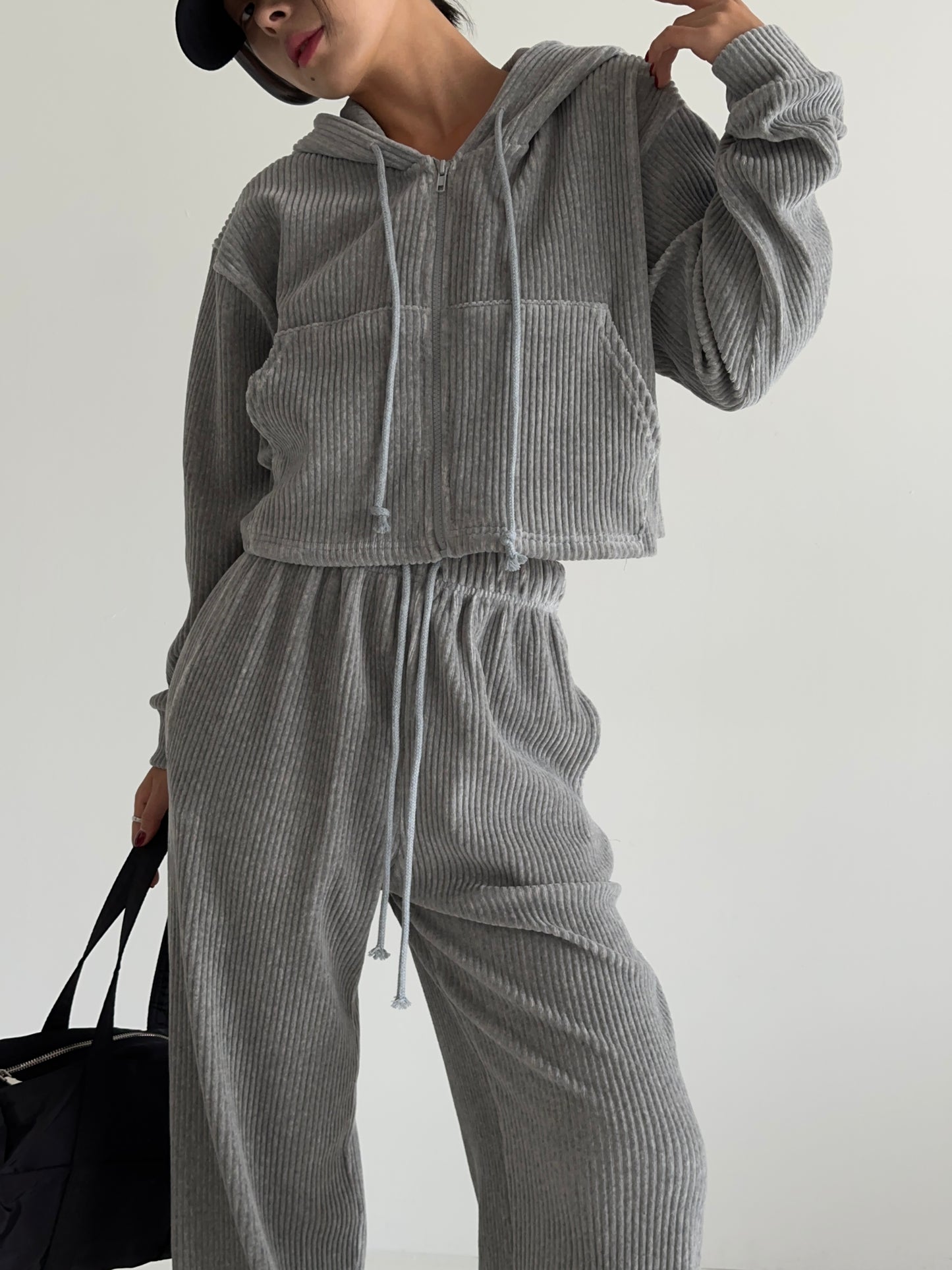 Corduroy sweatpants & sweatshirt set