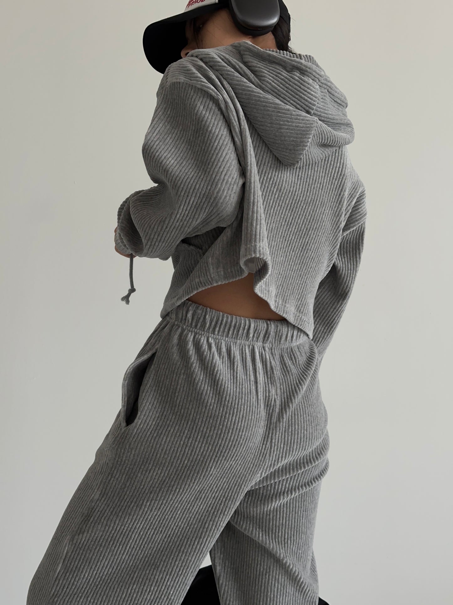 Corduroy sweatpants & sweatshirt set