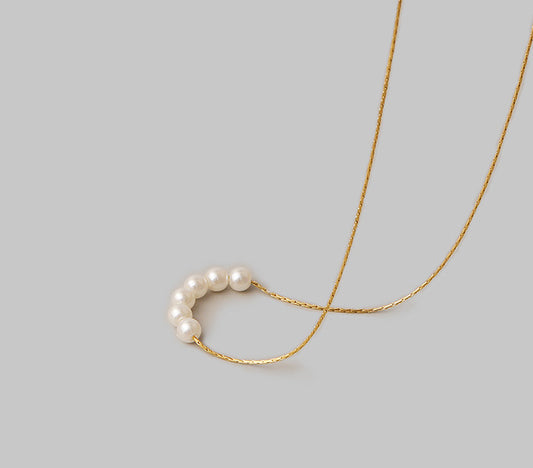Thin Chain Pearl Necklace