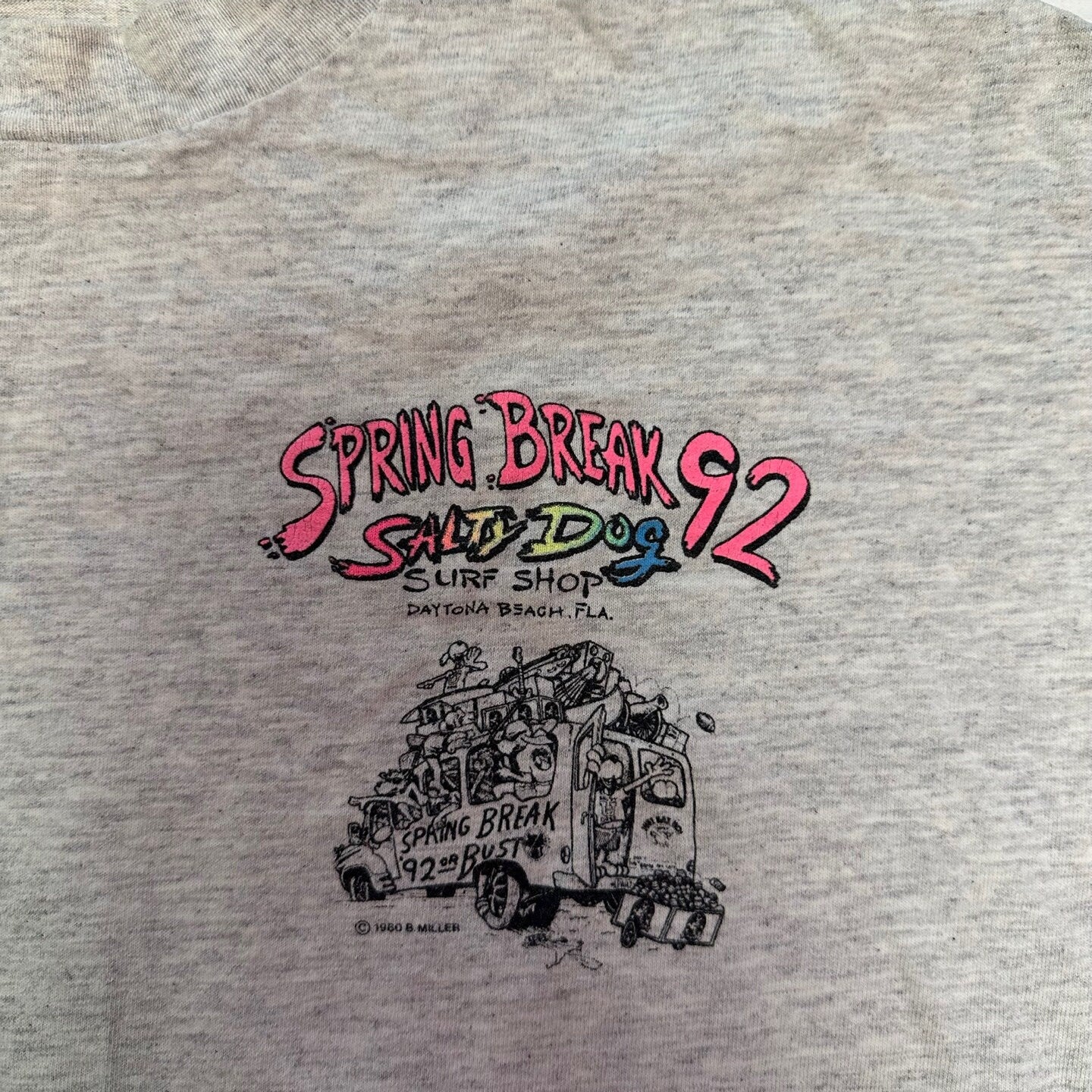 1992 Vintage Spring Break '92 Salty Dog Daytona Beach Graphic T-Shirt | Vintage Graphic T-Shirt | Made in USA | Size XL | SKU M-2010 |
