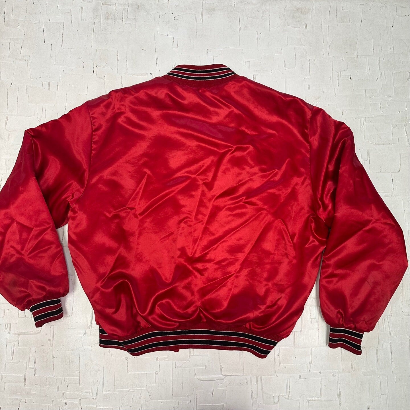 Vintage Chicago Bulls Red Satin Bomber Jacket | Vintage Bomber Jacket | Chicago Bulls Bomber Jacket | Made in USA | Size XL | SKU M-2193 |