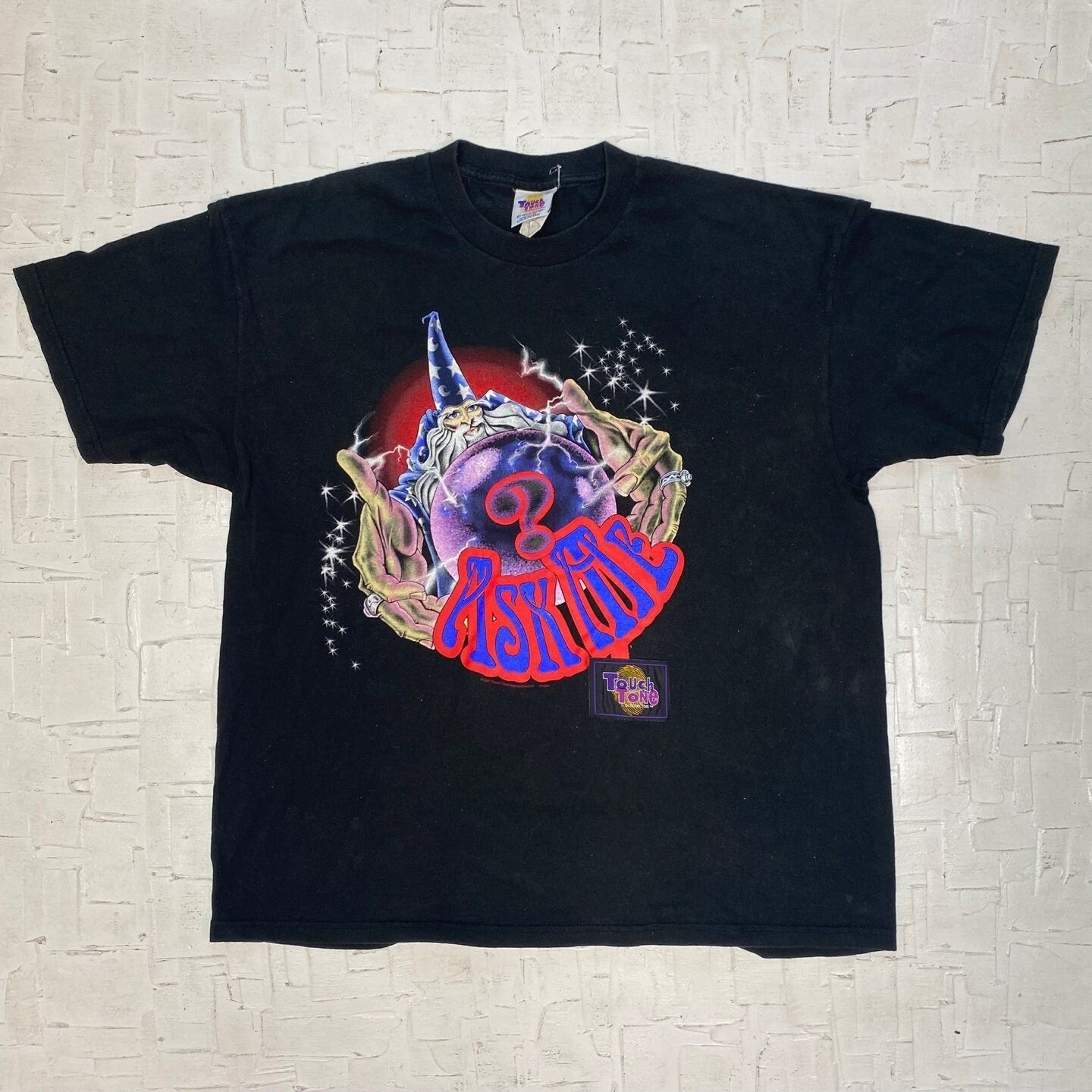 Vintage 90s Touch Tone "Ask Me" Wizard Graphic T-Shirt | Vintage T-Shirt | Touch Tone Tag | Graphic T-Shirt | Size XL | SKU: M-3094