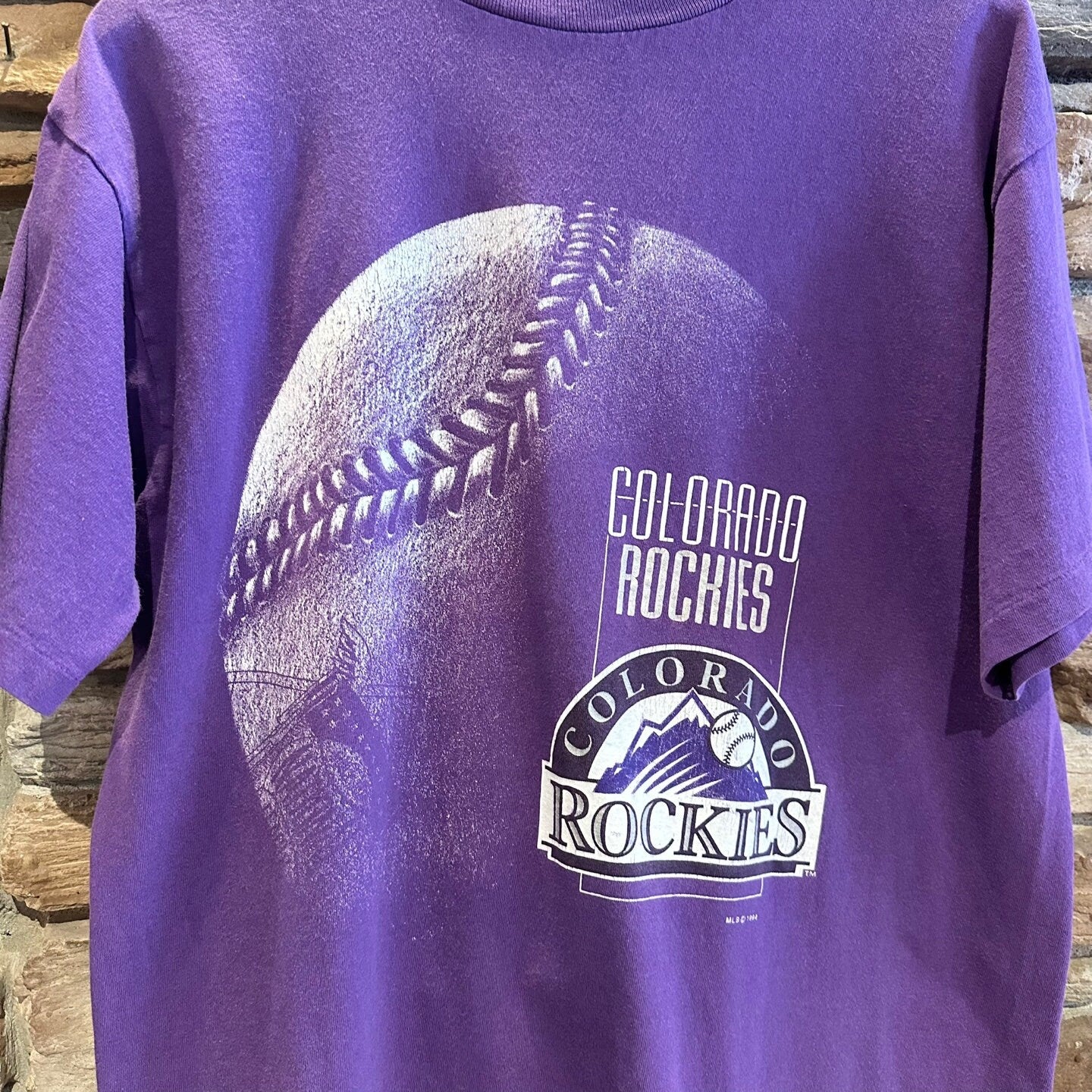 Vintage Purple Colorado Rockies Baseball Team T-Shirt | Vintage T-shirt | MLB | American Baseball | Colorado | Men's Size M | STQ-3059