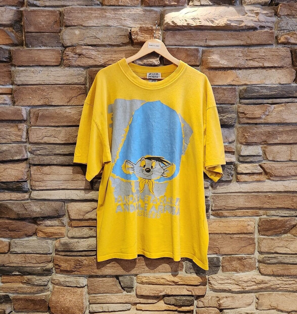 Vintage Iceberg Jeans Speedy Gonzalez Distressed Yellow T-Shirt | Vintage T-Shirt | History Iceberg | Looney Tunes | Yellow | SKU: STQ-3209