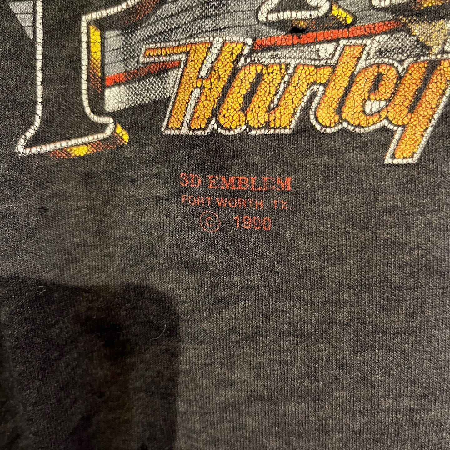 1999 "Leader of The Pack" Harley Davidson 3D Emblem Wolf  Shirt | Vintage T-shirt | North Dakota Midway | Motorcycle T-shirt | SKU: STQ-3273