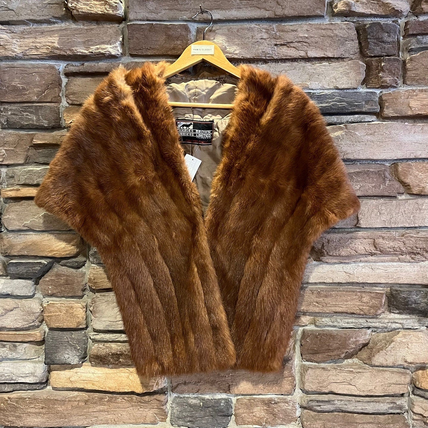 Vintage Charles Brown Furriers Limited Genuine Brown Mink Stole | Vintage Mink Shawl | Vintage Mink Cape | Women's Size S/M | SKU: STQ-3268