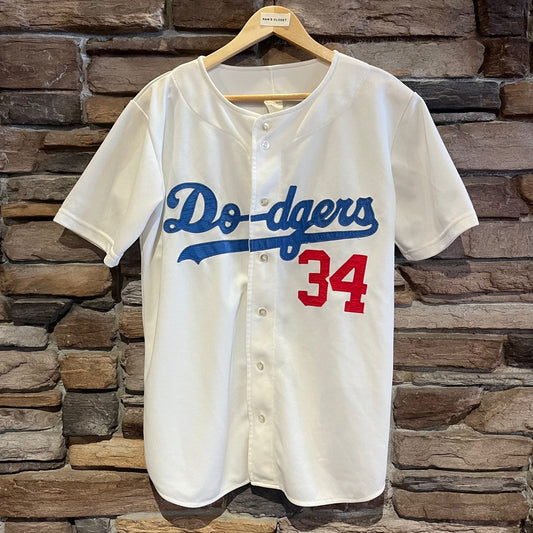 Vintage Los Angeles Dodgers #34 Fernando Valenzuela Button Up Baseball Jersey | Vintage Baseball Shirt | MLB Jersey | SKU: STQ-3293