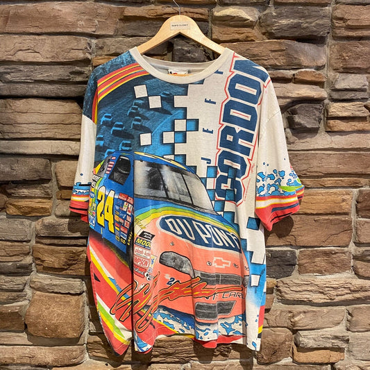 1998 Vintage NASCAR Jeff Gordon Number 24 All over Print T-shirt | Vintage t-shirt | Chase Authentic | Men's Size xl | SKU: STQ-3297