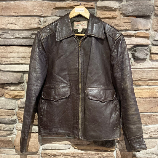 Vintage 60s Hercules by Sears Horse Hide Leather Jacket | Vintage Jacket | Brown Leather Jacket | Lined Jacket | Size 40 | SKU STQ-3387