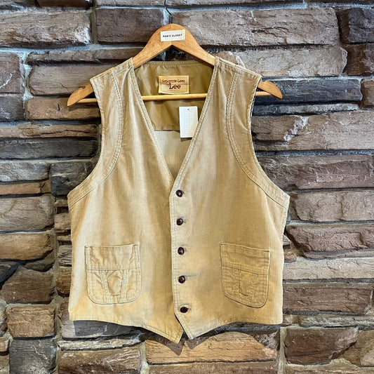 Vintage Separate-Lees by Lee Corduroy Tan Button Up Vest | Vintage Lee Corduroy Waistcoat | Made In USA | Adult Size M | SKU: STQ-3332