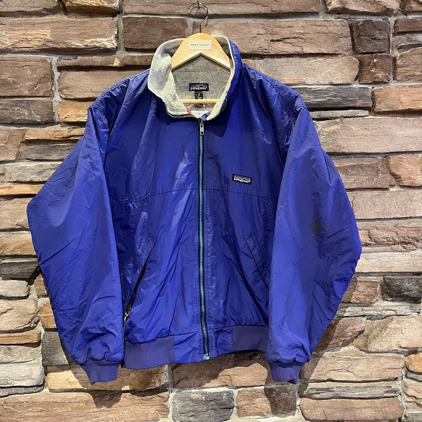 Vintage Patagonia Fleece Lined Wind Breaker | Vintage Jacket | Made in USA Purple Patagonia Light Jacket | Men's Size S | SKU STQ-3533