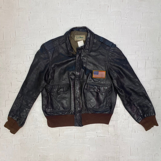 Vintage L.L. Bean American Bomber Leather Motorcycle Jacket