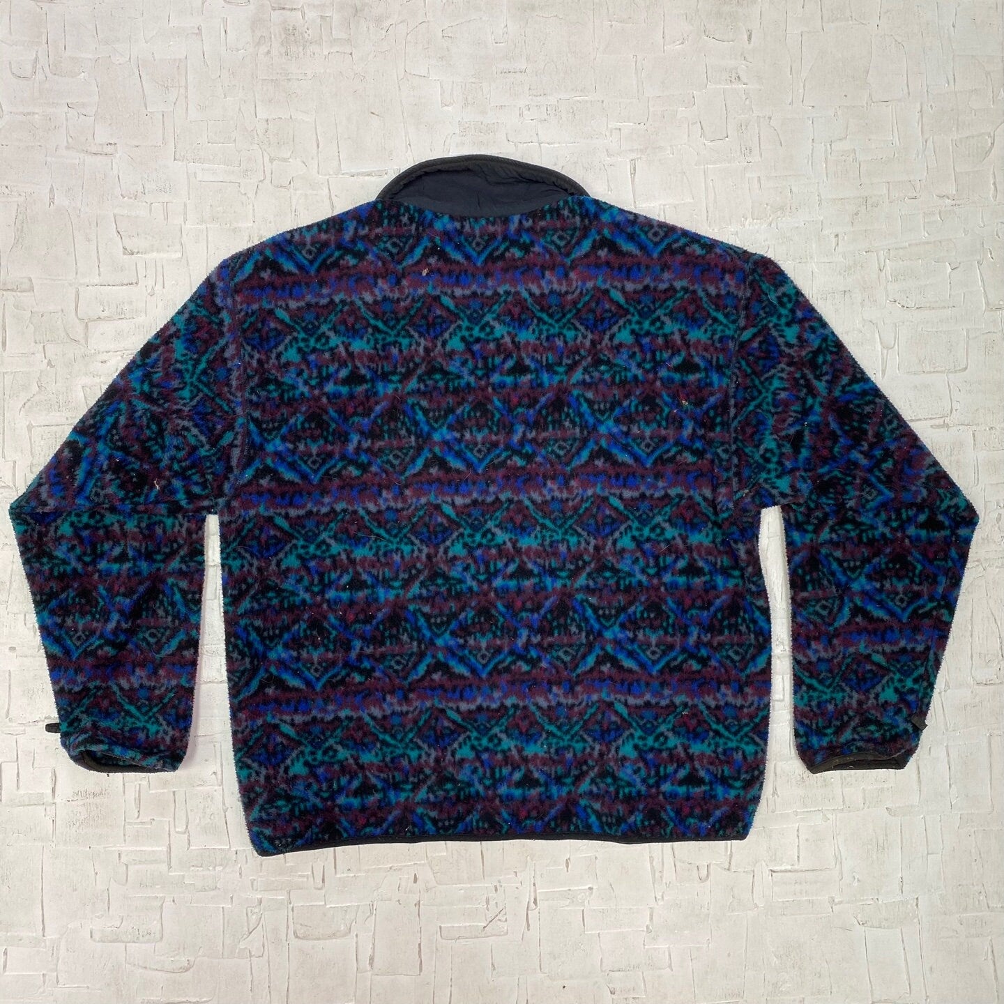 Vintage Multi-Coloured Geometric Print Columbia Fleece Sweater
