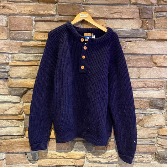 Vintage Dark Navy Blue Cable Knit Great Northern Knitters Wool Sweater | Vintage Sweater | Made in Canada | Men's Size XL | SKU: NPQ-2018