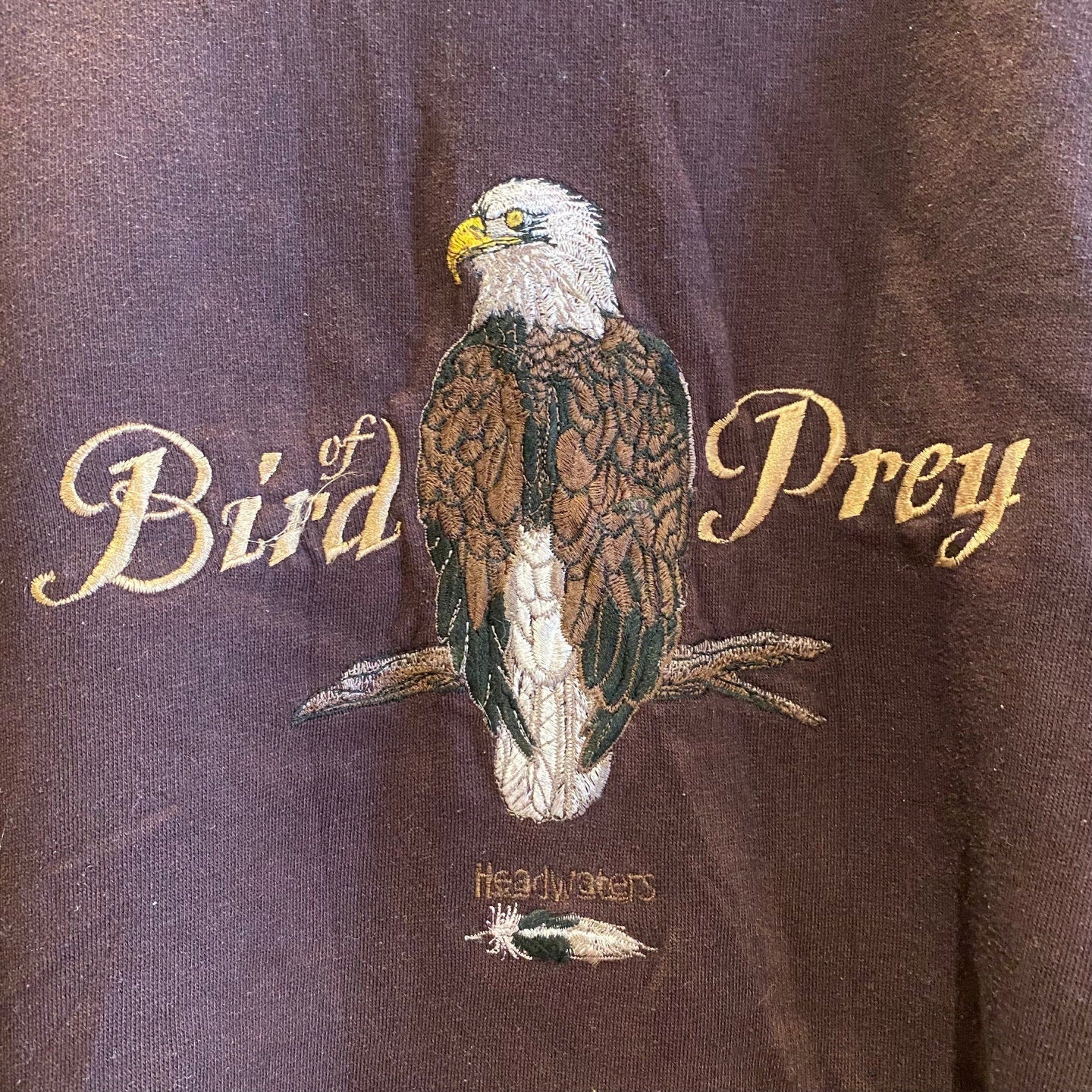 Vintage "Bird Of Prey" Dark Brown Sweatshirt with Eagle Embroidery | Vintage Pullover Sweatshirt | Headwaters | Men's Size M | SKU: NPQ-2021