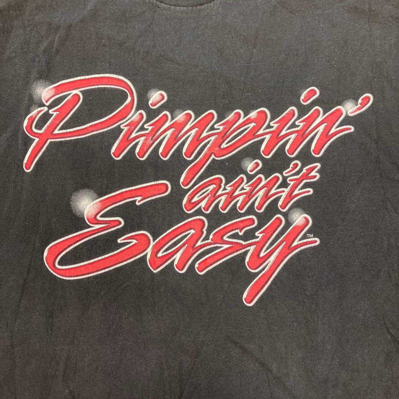 Vintage Wrestling "Pimpin' Aint Easy" Black Cutoff T-shirt | Vintage T-shirt | The Godfather | Charles Wright | Men's Size XL | SKU:NPC-1236