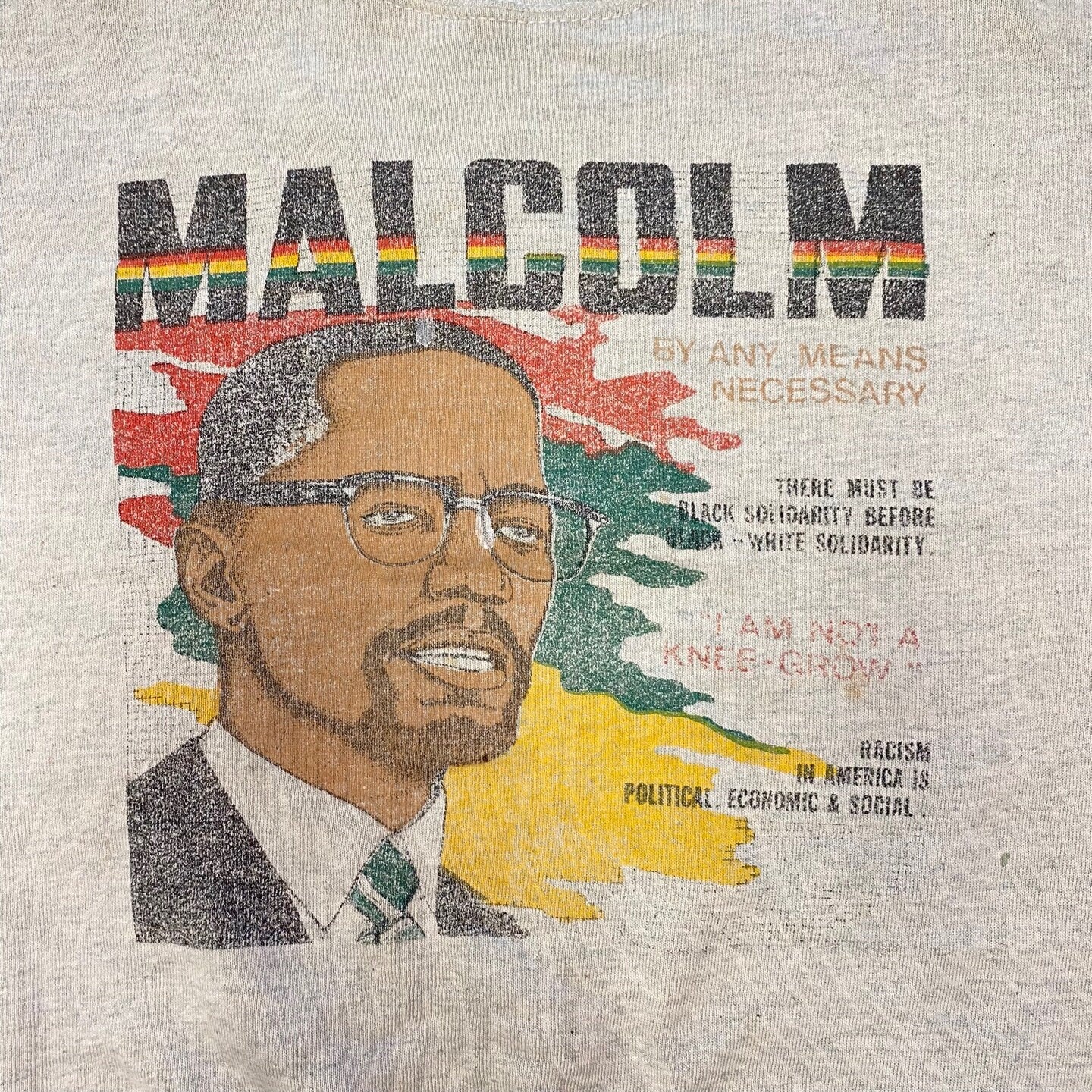 Vintage Grey Malcom X Quote "By Any Means Necessary" Sweatshirt | Vintage Pullover Sweatshirt | Civil Rights Act | Size M | SKU: NPC-1220