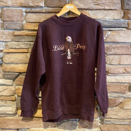 Vintage "Bird Of Prey" Dark Brown Sweatshirt with Eagle Embroidery | Vintage Pullover Sweatshirt | Headwaters | Men's Size M | SKU: NPQ-2021