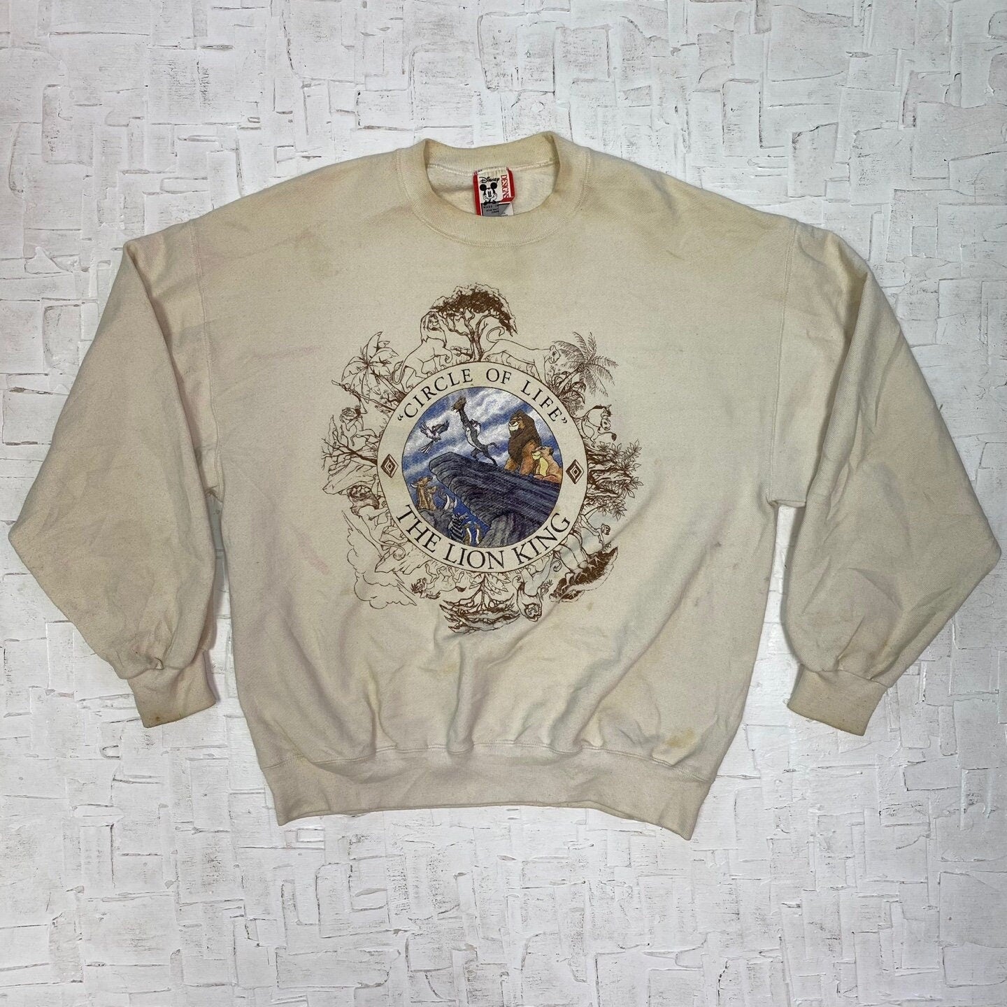 Vintage Cream Disney's Lion King "Circle Of Life" Sweatshirt | Vintage Pullover Sweatshirt | Disney Designs | Simba | Size XL | SKU:NPC-1231