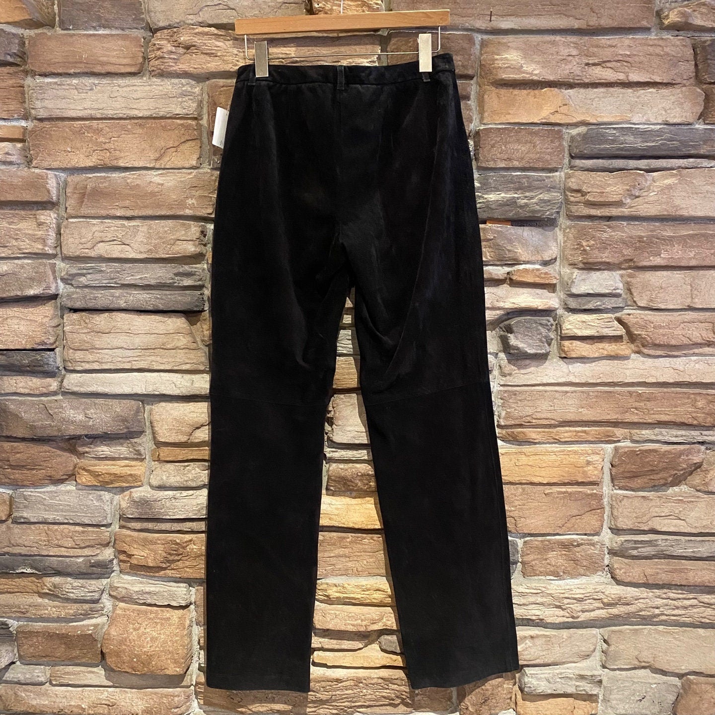 Vintage Black Nine West Suede Soft Leather Trousers | Vintage Pants | Ultra High Rise | Black | Women's Size 6 / Size M | SKU: NPQ-2068