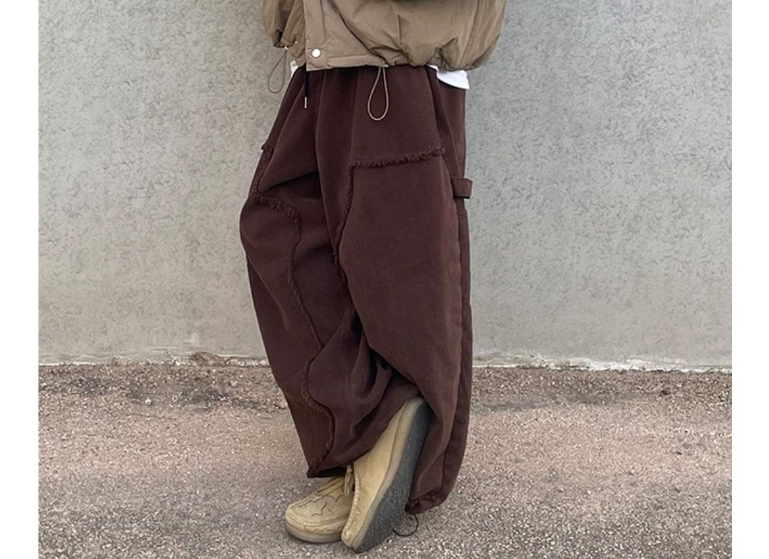 Raw edge baggy cargo pants 7889