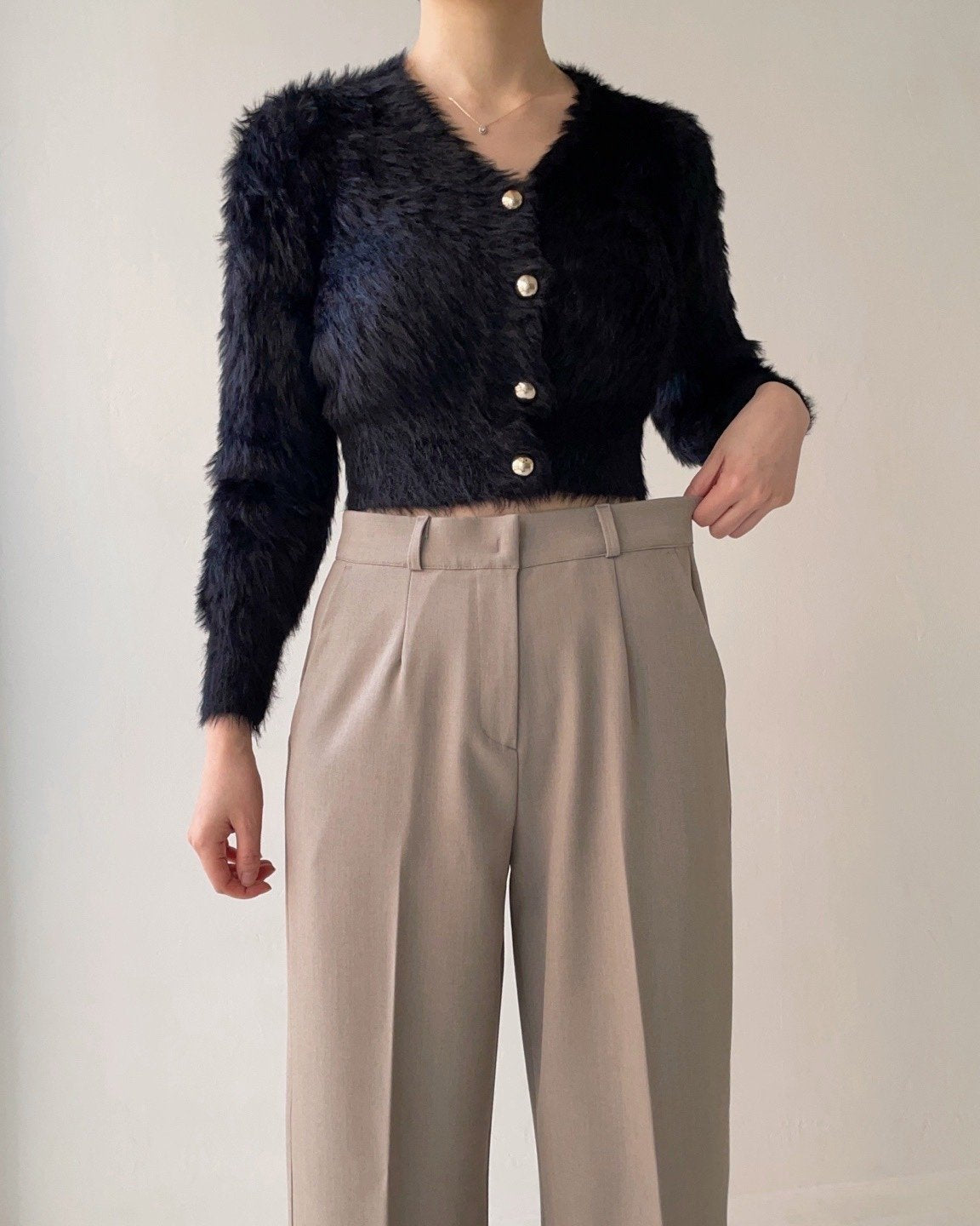 Mid-rise straight leg pants