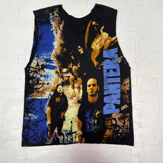 Vintage Allover Print Chopped Pantera Tank Top | Vintage Tank Top | Band T-Shirt | Thrashed Tank Top | Pantera T-Shirt | SKU: M-1372