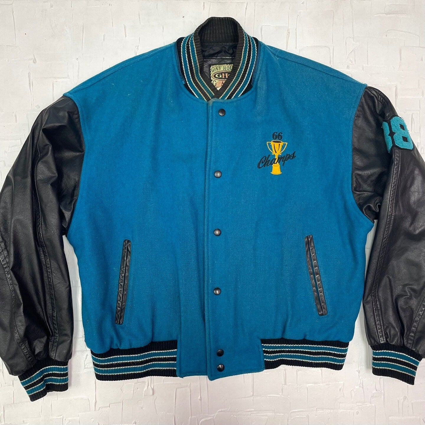 Vintage Gas House Gang Leather "Champs" Varsity Jacket | Vintage Jacket | Letterman Jacket | Football Jacket | Size XL | SKU: M-1541