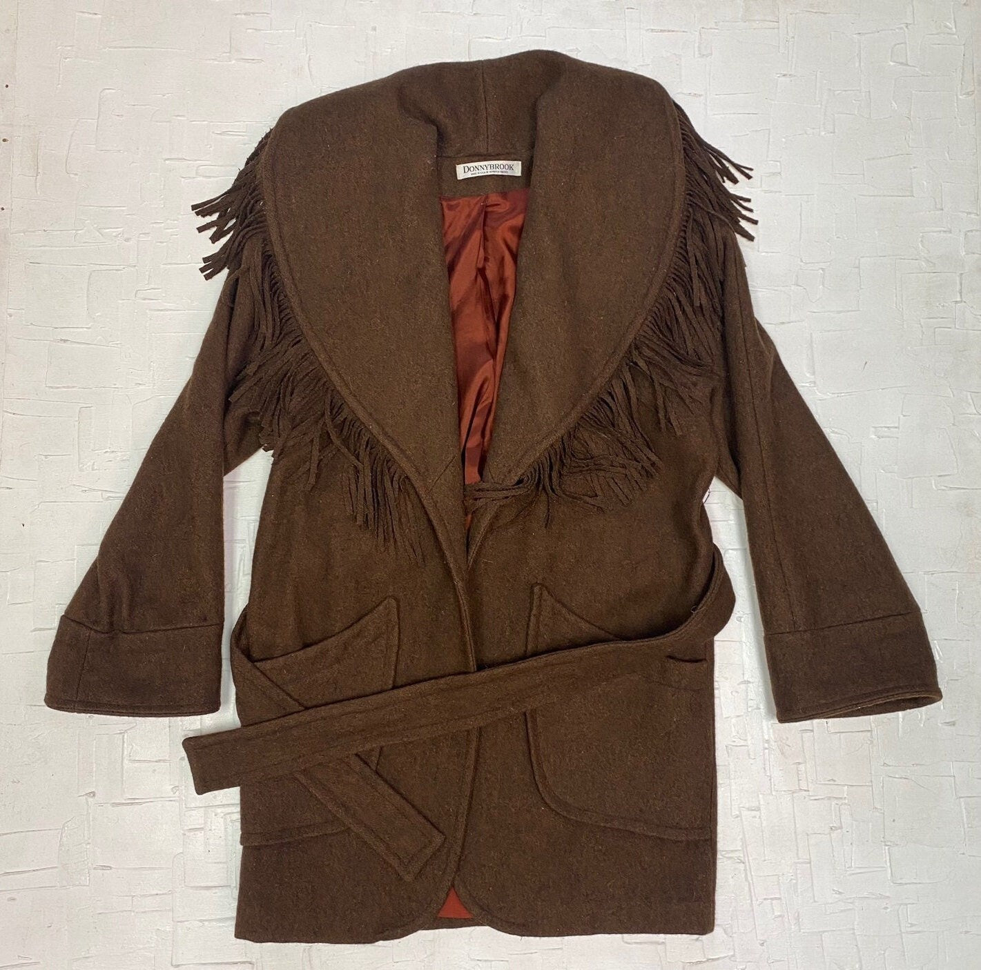 Vintage DonnyBrook Tasseled Wool Coat with Belt | Vintage Coat | Tassels | Western Wear | Vintage Women's Coat | Size S | SKU: M-1822